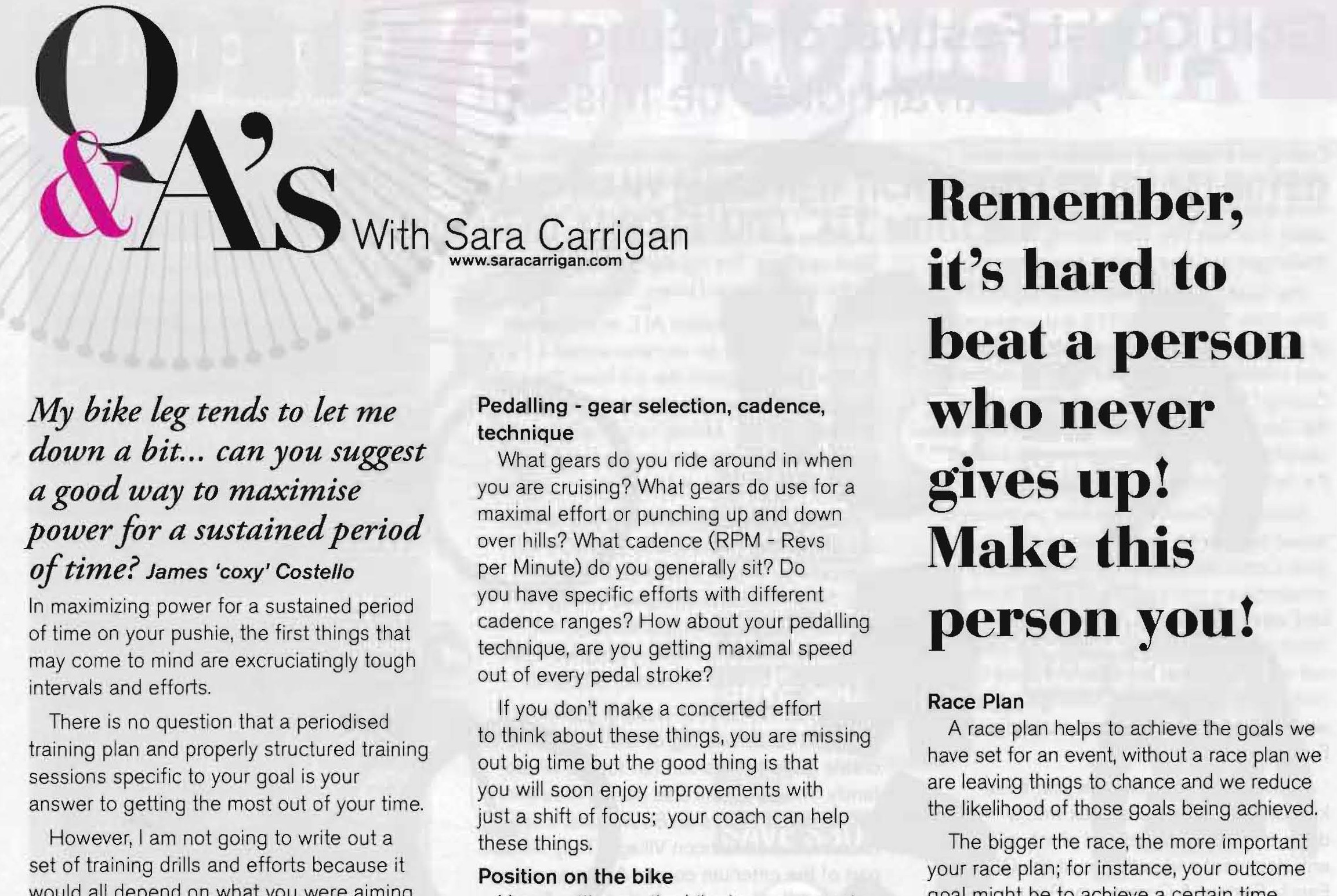 Coast Multisport Magazine - Maximize power for a sustained period of time