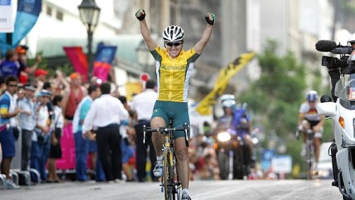 Sara reacts after winning Olympic gold in Athens in 2004.